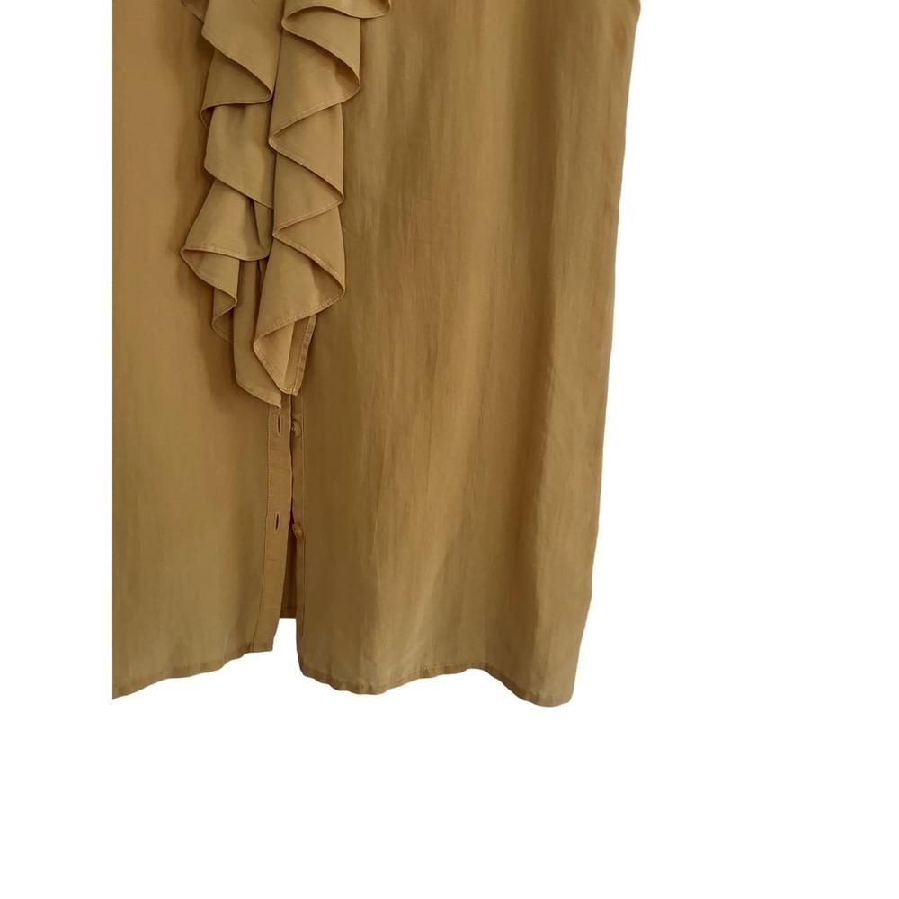 Vintage Silk Sleeveless Blouse Size Small Yellow Ruffle - Picture 5 of 6